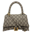 BALENCIAGA X GUCCI Hourglass Small GG Supreme Monogram Top Handle Shoulder Bag Beige 681697