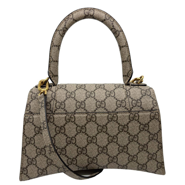 BALENCIAGA X GUCCI Hourglass Small GG Supreme Monogram Top Handle Shoulder Bag Beige 681697