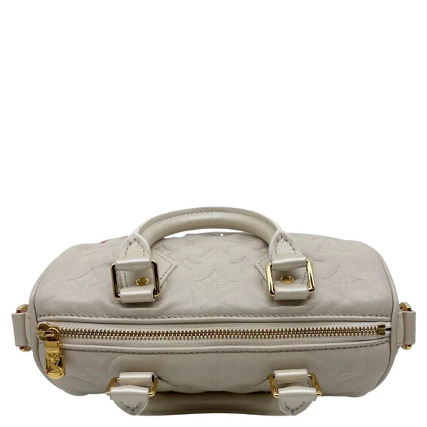 LOUIS VUITTON Speedy 22 Bandouliere Fall In Love Embossed Monogram Leather Shoulder Bag White