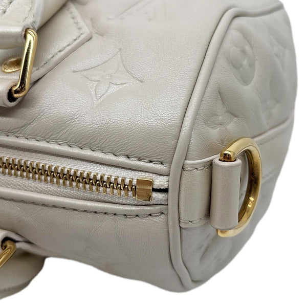 LOUIS VUITTON Speedy 22 Bandouliere Fall In Love Embossed Monogram Leather Shoulder Bag White