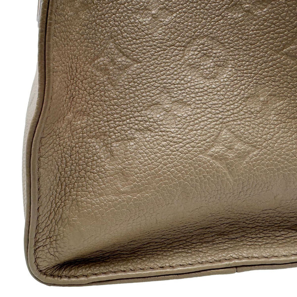 LOUIS VUITTON Onthego MM Giant Monogram Empreinte Leather Tote Bag Beige