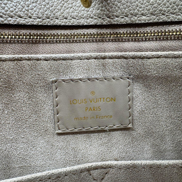 LOUIS VUITTON Onthego MM Giant Monogram Empreinte Leather Tote Bag Beige