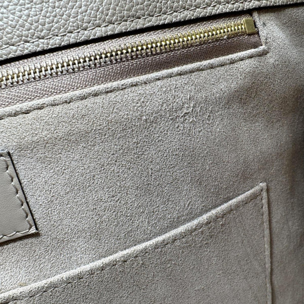 LOUIS VUITTON Onthego MM Giant Monogram Empreinte Leather Tote Bag Beige