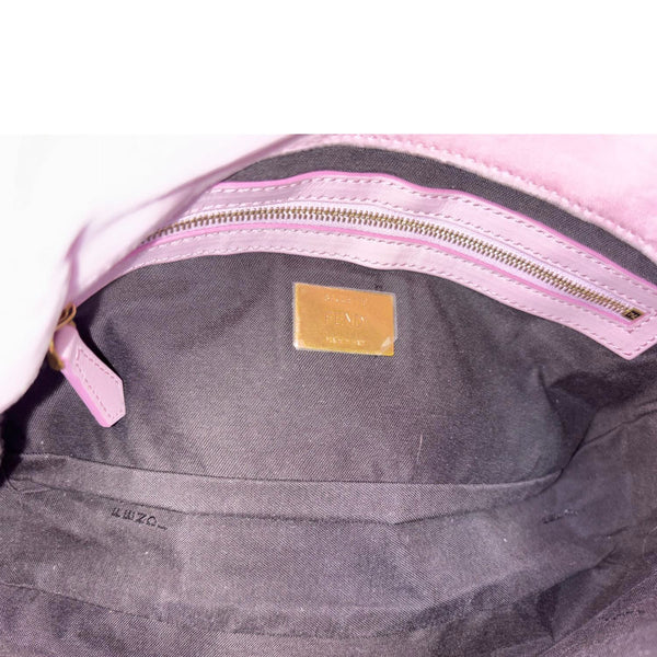 FENDI Baguette FF Zucca Embossed Velvet Shoulder Bag Pink