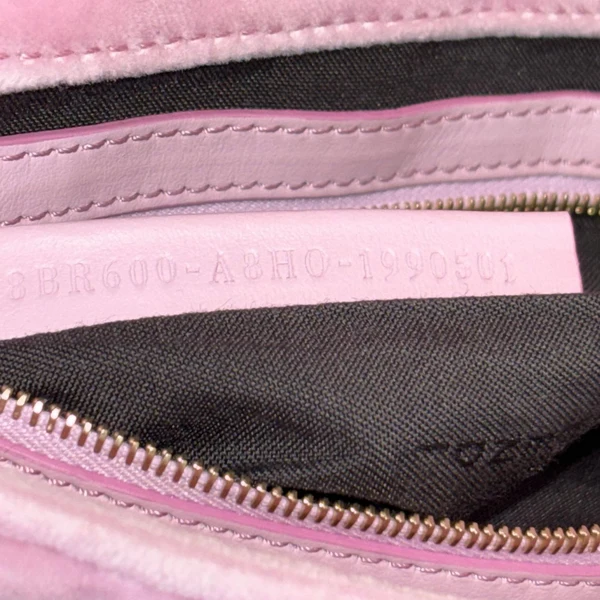FENDI Baguette FF Zucca Embossed Velvet Shoulder Bag Pink