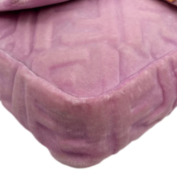 FENDI Baguette FF Zucca Embossed Velvet Shoulder Bag Pink