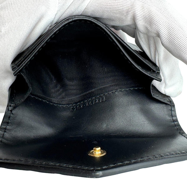 GUCCI Snap Gilbert Jumbo GG Calfskin Embossed Leather Men's Wallet Black 772792