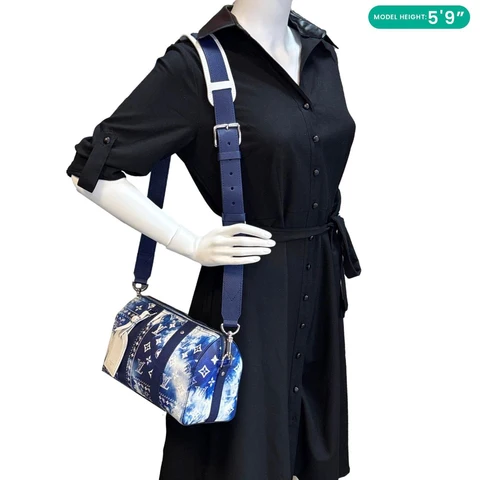LOUIS VUITTON City Keepall Bandouliere Monogram Bandana Leather Shoulder Bag Blue