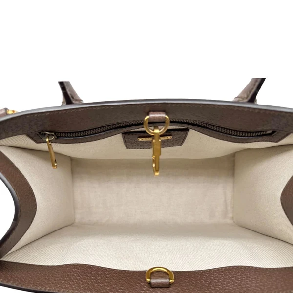 GUCCI 100 Small Textured Dollar Calfskin Leather Tote Bag Brown 680956