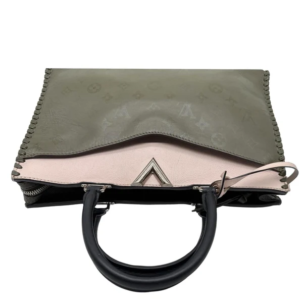 LOUIS VUITTON Very Zipped Monogram Leather Tote Shoulder Bag Green