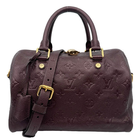 LOUIS VUITTON Speedy 25 Bandouliere Monogram Empreinte Leather Crossbody Bag Burgundy