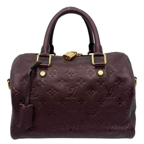 LOUIS VUITTON Speedy 25 Bandouliere Monogram Empreinte Leather Crossbody Bag Burgundy