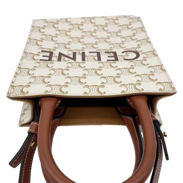 CELINE Vertical Cabas Mini Triomphe Canvas Tote Bag Brown