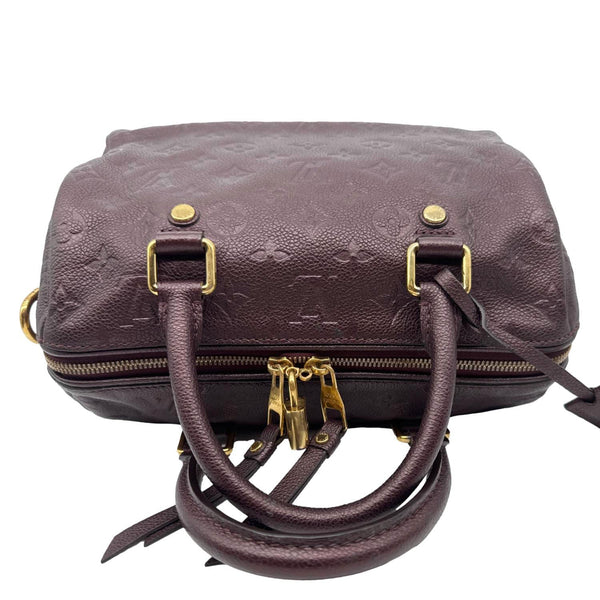 LOUIS VUITTON Speedy 25 Bandouliere Monogram Empreinte Leather Crossbody Bag Burgundy