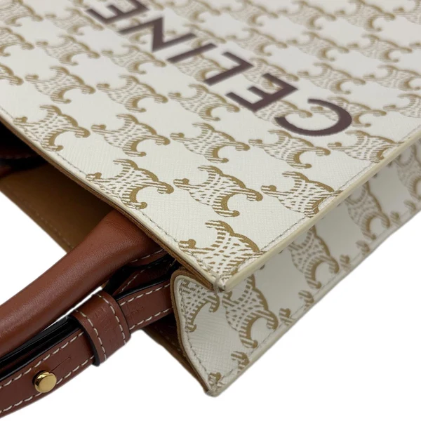 CELINE Vertical Cabas Mini Triomphe Canvas Tote Bag Brown