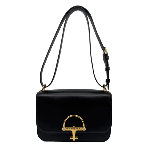 GUCCI Siena Leather Shoulder Bag Black 846705