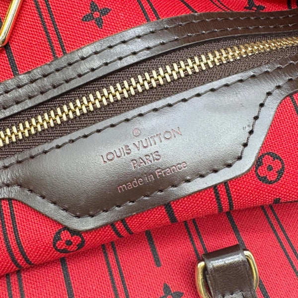 LOUIS VUITTON Neverfull MM Damier Ebene Tote Bag Brown