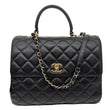 CHANEL Trendy CC Top Handle Flap Quilted Leather Shoulder Bag Black
