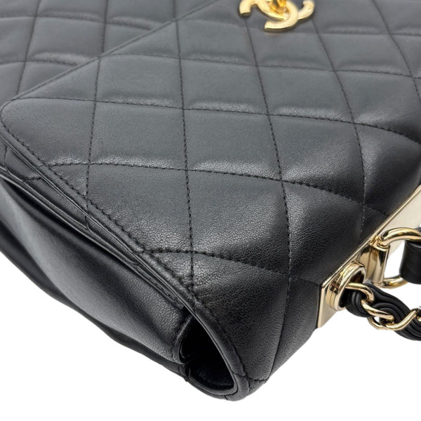 CHANEL Trendy CC Top Handle Flap Quilted Leather Shoulder Bag Black