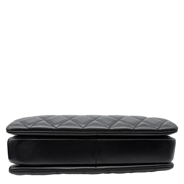 CHANEL Trendy CC Top Handle Flap Quilted Leather Shoulder Bag Black