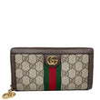 GUCCI Ophidia Web GG Supreme Canvas Zip Around Wallet Beige 523154