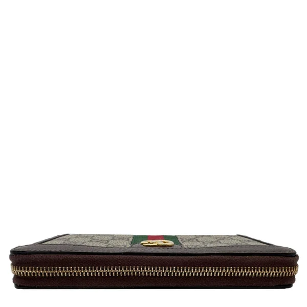 GUCCI Ophidia Web GG Supreme Canvas Zip Around Wallet Beige 523154