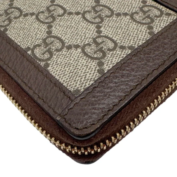 GUCCI Ophidia Web GG Supreme Canvas Zip Around Wallet Beige 523154
