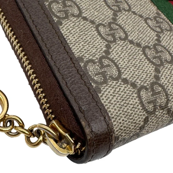 GUCCI Ophidia Web GG Supreme Canvas Zip Around Wallet Beige 523154