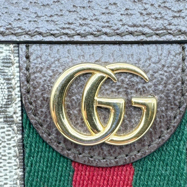 GUCCI Ophidia Web GG Supreme Canvas Zip Around Wallet Beige 523154