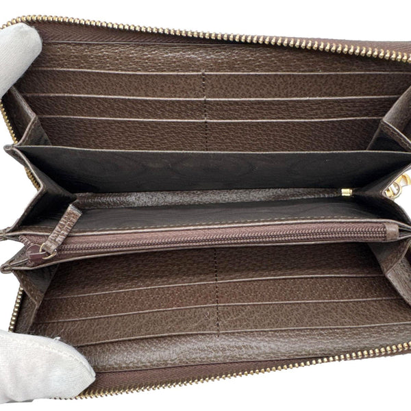 GUCCI Ophidia Web GG Supreme Canvas Zip Around Wallet Beige 523154