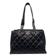 CHANEL City Rock Quilted Leather Shopping Tote Bag Black
