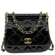 CHANEL Frame Clutch Flap With Chain Quilted Patent Leather Crossbody Bag Black