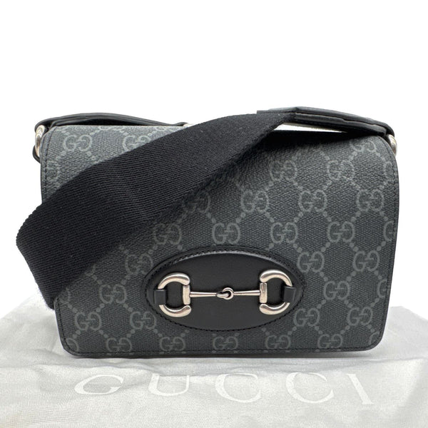 GUCCI Horsebit 1955 Mini GG Supreme Canvas Crossbody Bag Black