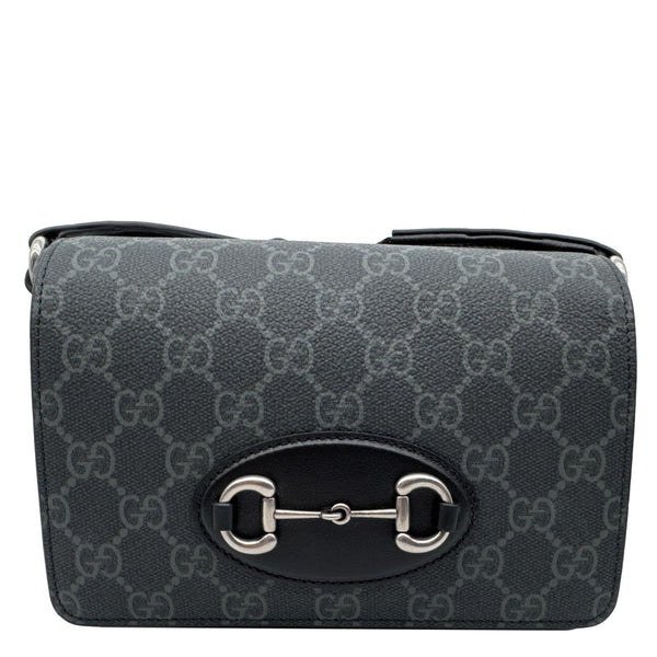 GUCCI Horsebit 1955 Mini GG Supreme Canvas Crossbody Bag Black