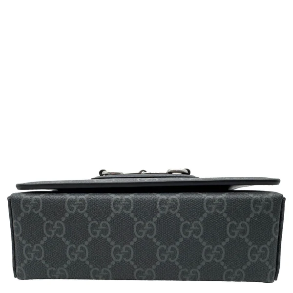 GUCCI Horsebit 1955 Mini GG Supreme Canvas Crossbody Bag Black