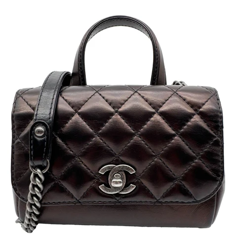 CHANEL Pilot Essentials Flap Quilted Calfskin Leather Shoulder Bag Brown