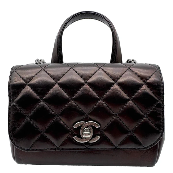 CHANEL Pilot Essentials Flap Quilted Calfskin Leather Shoulder Bag Brown