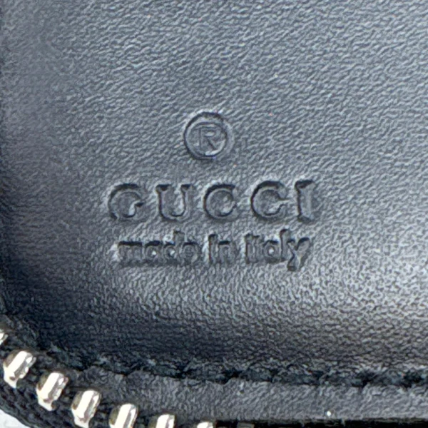 GUCCI Web Leather Zip Around Wallet Navy Blue 459138