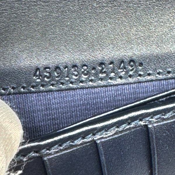 GUCCI Web Leather Zip Around Wallet Navy Blue 459138