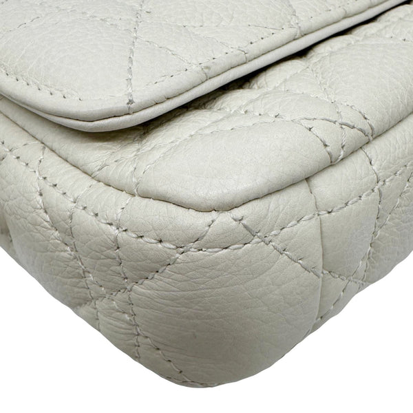 CHRISTIAN DIOR Caro Supple Cannage Calfskin Leather Chain Shoulder Bag Ivory