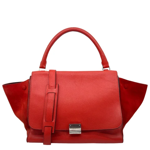 CELINE Trapeze Leather Shoulder Bag Orange