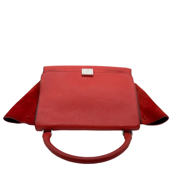 CELINE Trapeze Leather Shoulder Bag Orange