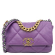 CHANEL 19 Flap Medium Quilted Lambskin Leather Shoulder Bag Purple