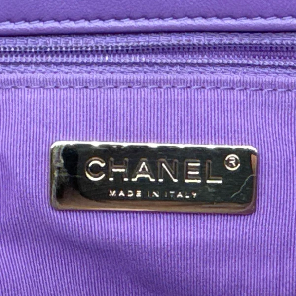 CHANEL 19 Flap Medium Quilted Lambskin Leather Shoulder Bag Purple