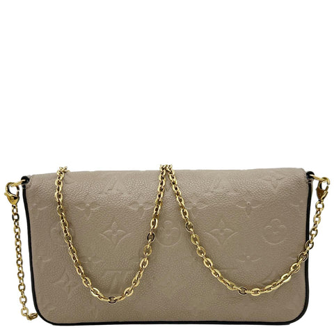 LOUIS VUITTON Felicie Pochette Monogram Empreinte Leather Crossbody Bag Beige