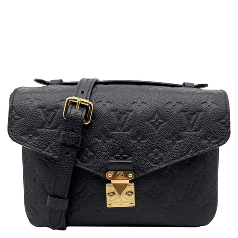 LOUIS VUITTON Metis Pochette Empreinte Leather Crossbody Bag Black