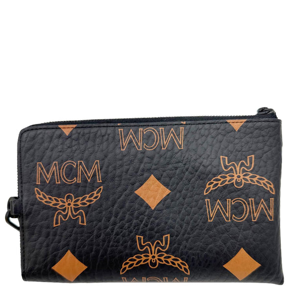 MCM Aren Monogram Visetos Canvas Pouch Black