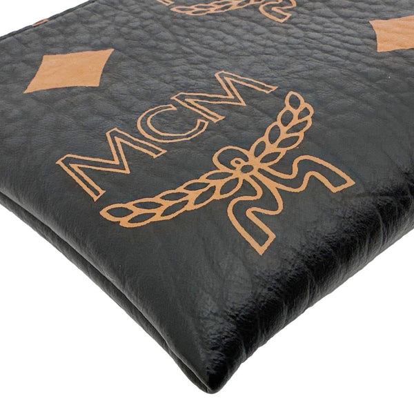 MCM Aren Monogram Visetos Canvas Pouch Black