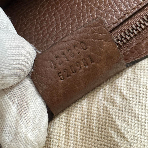GUCCI GG Marmont Leather Top Handle Shoulder Bag Brown 421890