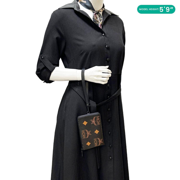 MCM Aren Monogram Visetos Canvas Pouch Black